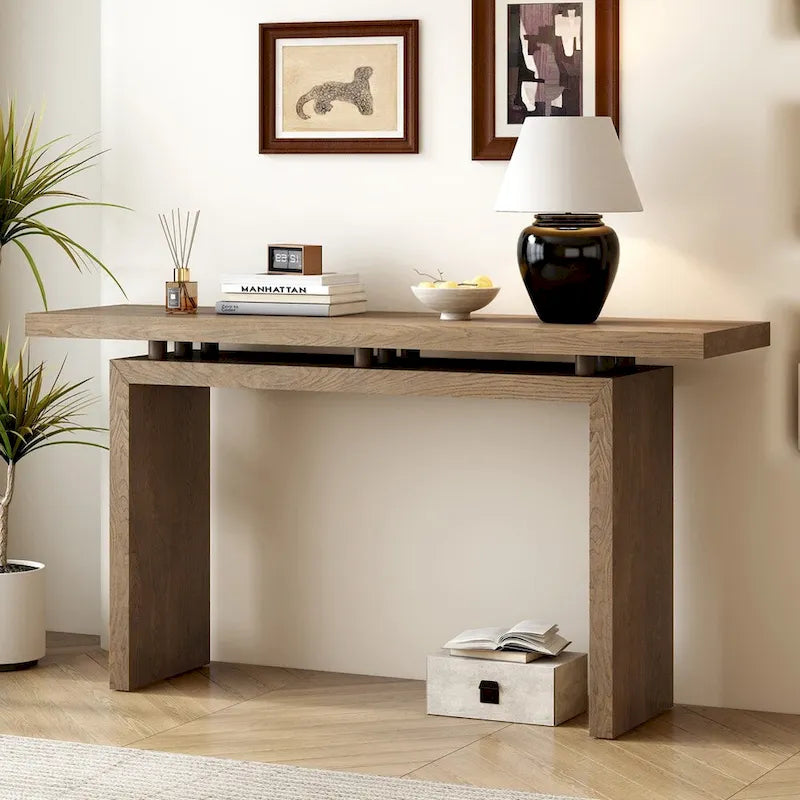 Console en plaqué frêne, style moderne simple, avec plateau au design astucieux, convient pour entrée, couloir