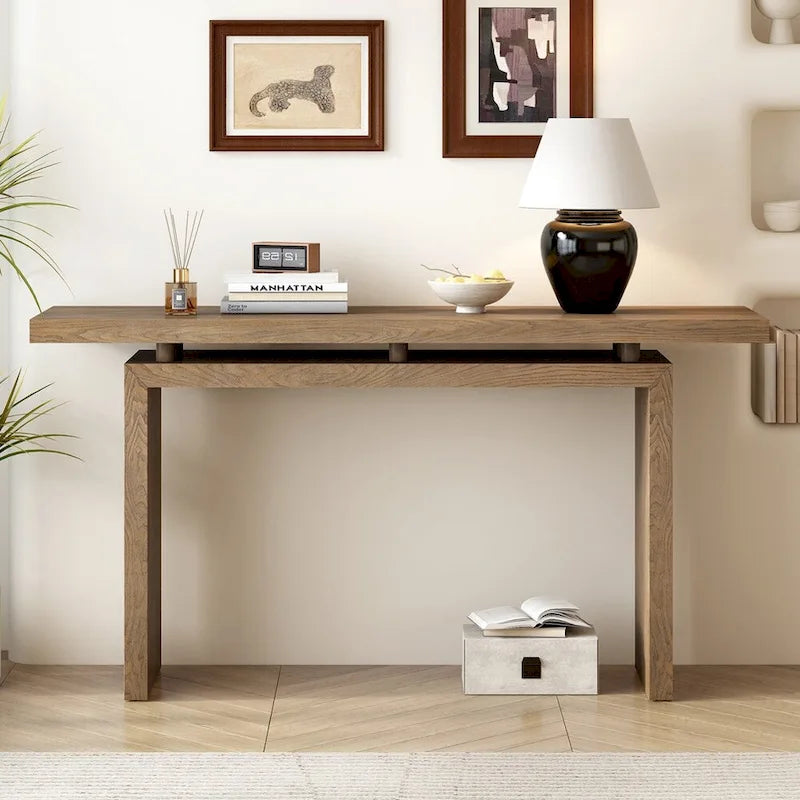 Console en plaqué frêne, style moderne simple, avec plateau au design astucieux, convient pour entrée, couloir