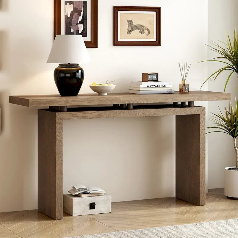 Console en plaqué frêne, style moderne simple, avec plateau au design astucieux, convient pour entrée, couloir