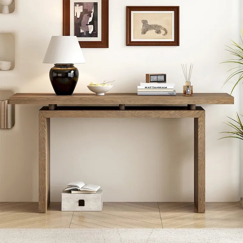 Console en plaqué frêne, style moderne simple, avec plateau au design astucieux, convient pour entrée, couloir