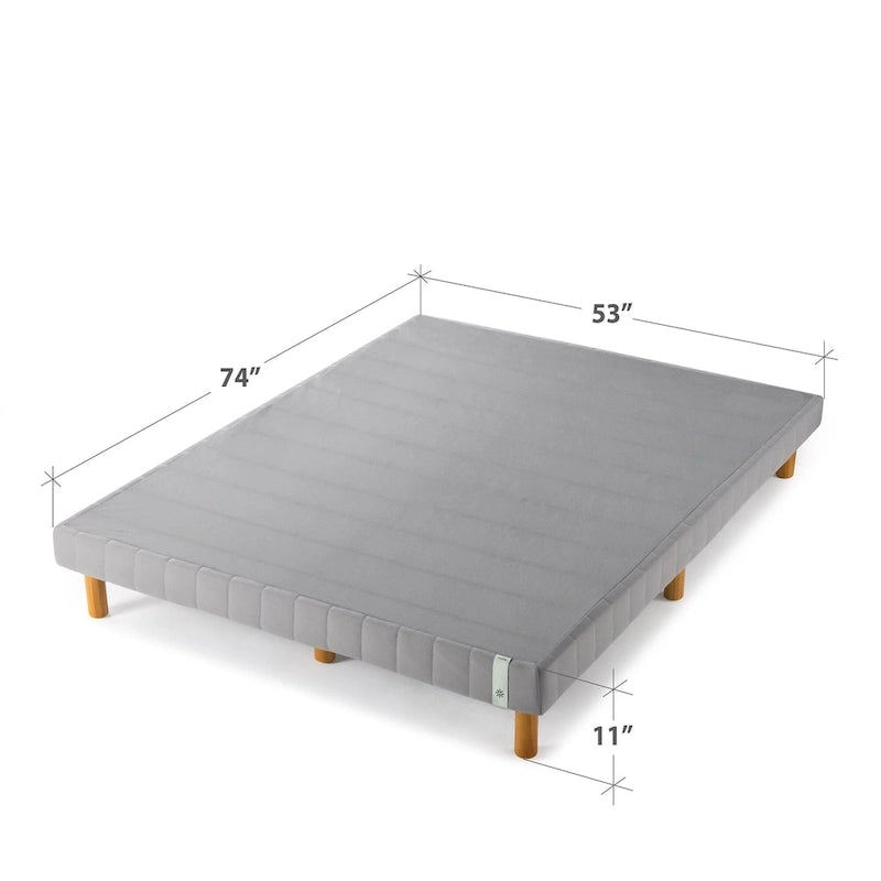 Sommier-plateforme en tissu gris de 11 po avec pieds en bois massif