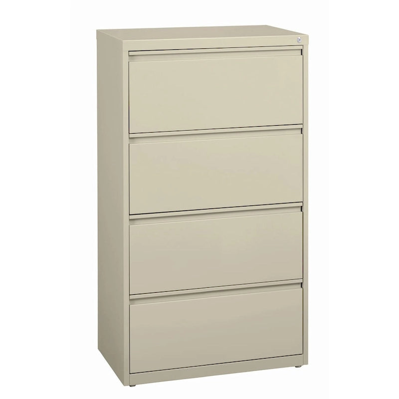 Classeur latéral à 4 tiroirs en acier avec roulements à billes, serrure, beige, noir, gris, blanc