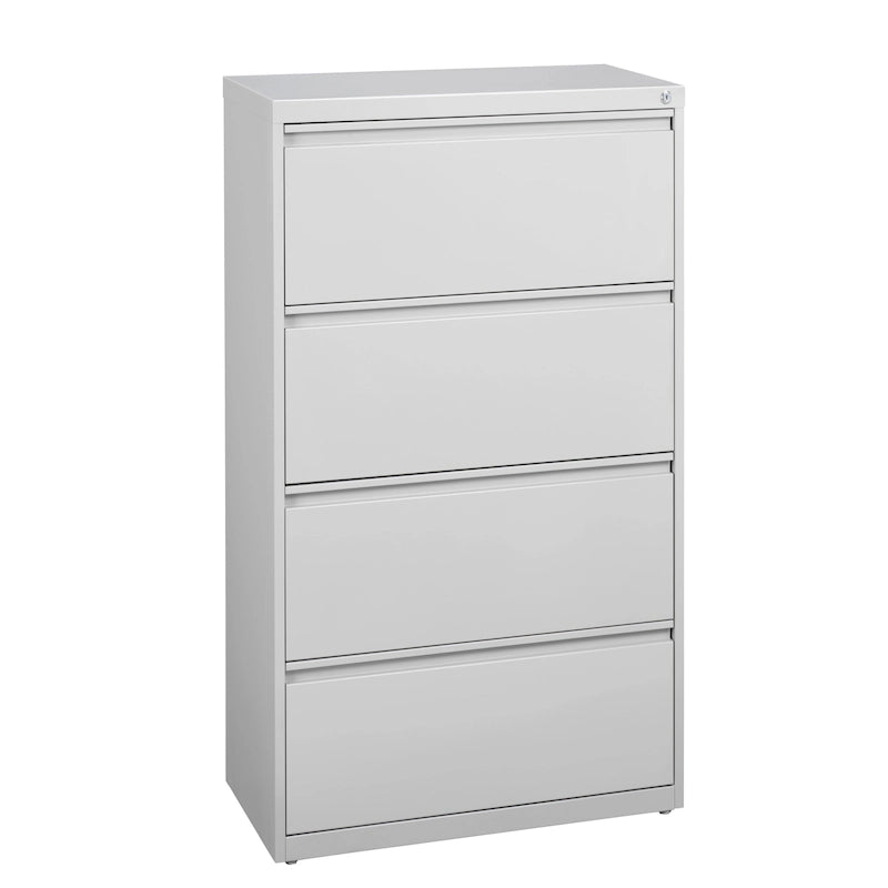 Classeur latéral à 4 tiroirs en acier avec roulements à billes, serrure, beige, noir, gris, blanc