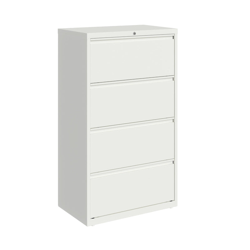 Classeur latéral à 4 tiroirs en acier avec roulements à billes, serrure, beige, noir, gris, blanc