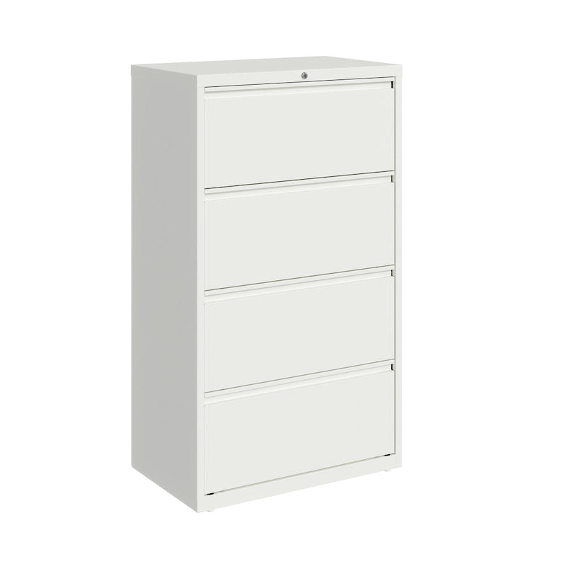 Classeur latéral à 4 tiroirs en acier avec roulements à billes, serrure, beige, noir, gris, blanc