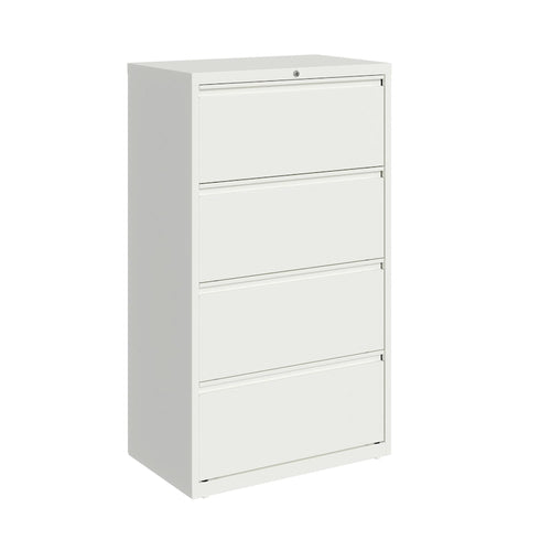 Classeur latéral à 4 tiroirs en acier avec roulements à billes, serrure, beige, noir, gris, blanc