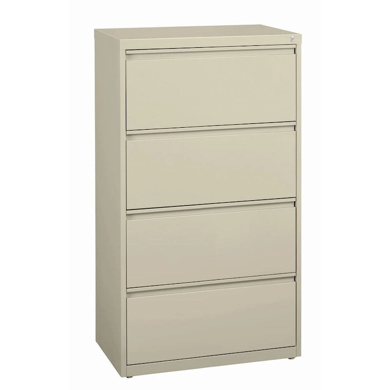 Classeur latéral à 4 tiroirs en acier avec roulements à billes, serrure, beige, noir, gris, blanc