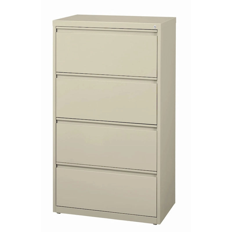 Classeur latéral à 4 tiroirs en acier avec roulements à billes, serrure, beige, noir, gris, blanc