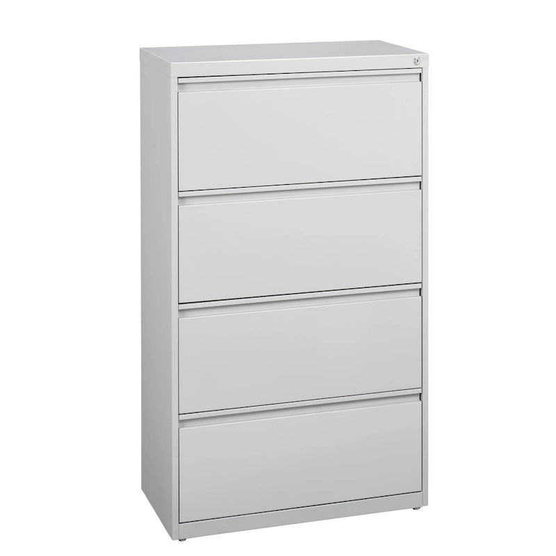 Classeur latéral à 4 tiroirs en acier avec roulements à billes, serrure, beige, noir, gris, blanc