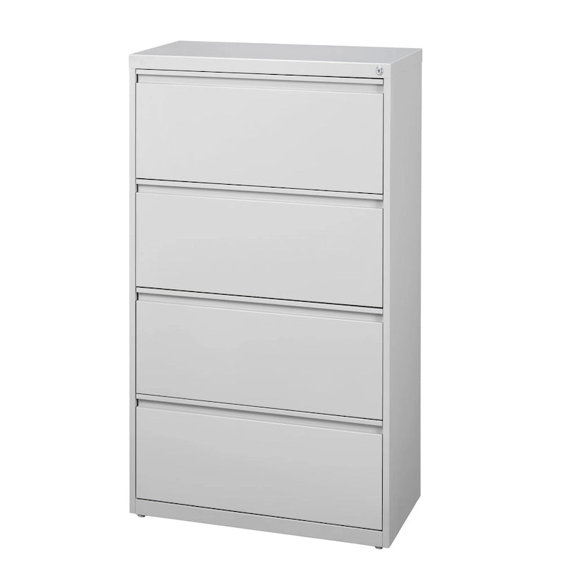 Classeur latéral à 4 tiroirs en acier avec roulements à billes, serrure, beige, noir, gris, blanc
