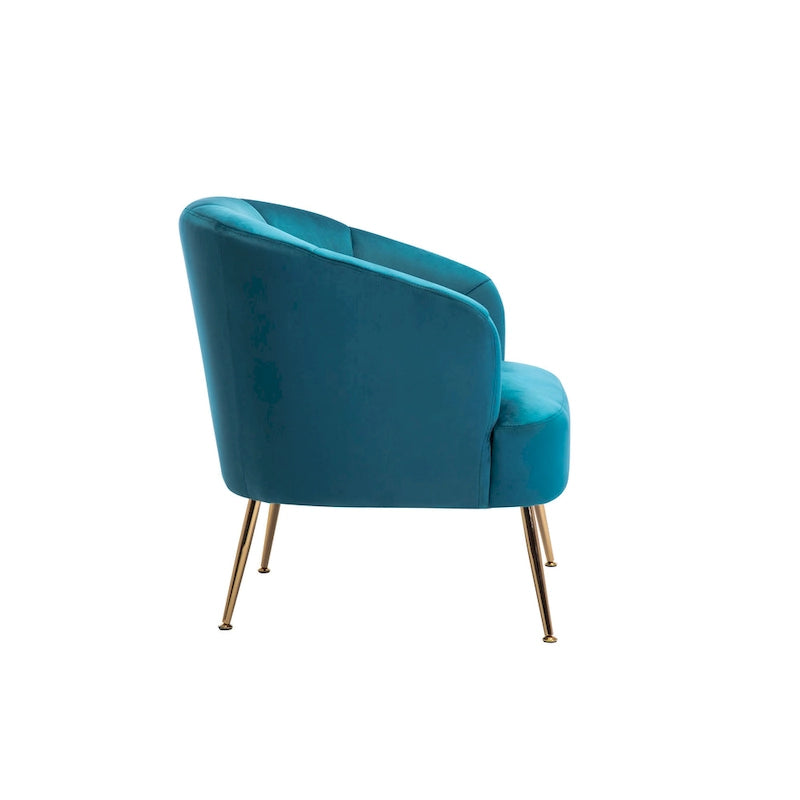 Fauteuil d'appoint en velours capitonné avec pieds métalliques épurés