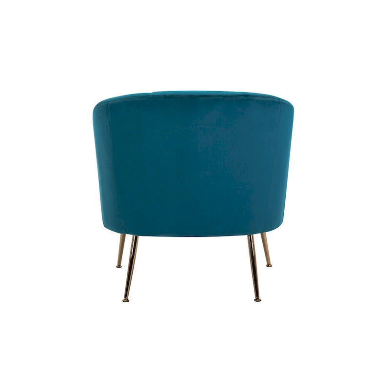 Fauteuil d'appoint en velours capitonné avec pieds métalliques épurés