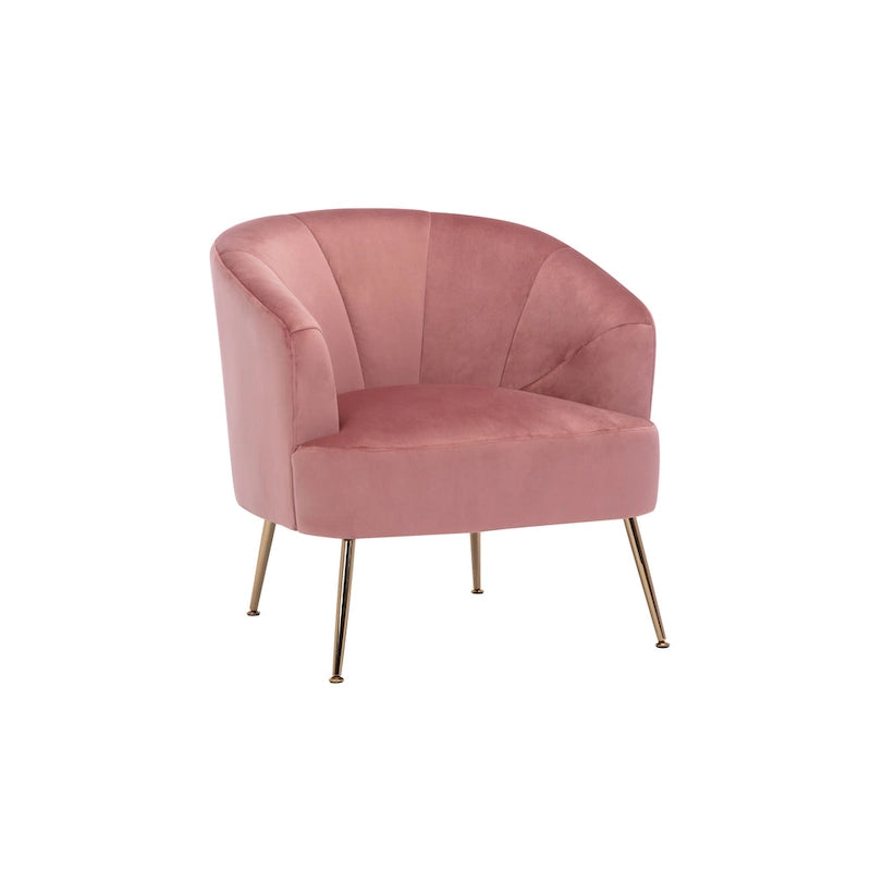 Fauteuil d'appoint en velours capitonné avec pieds métalliques épurés