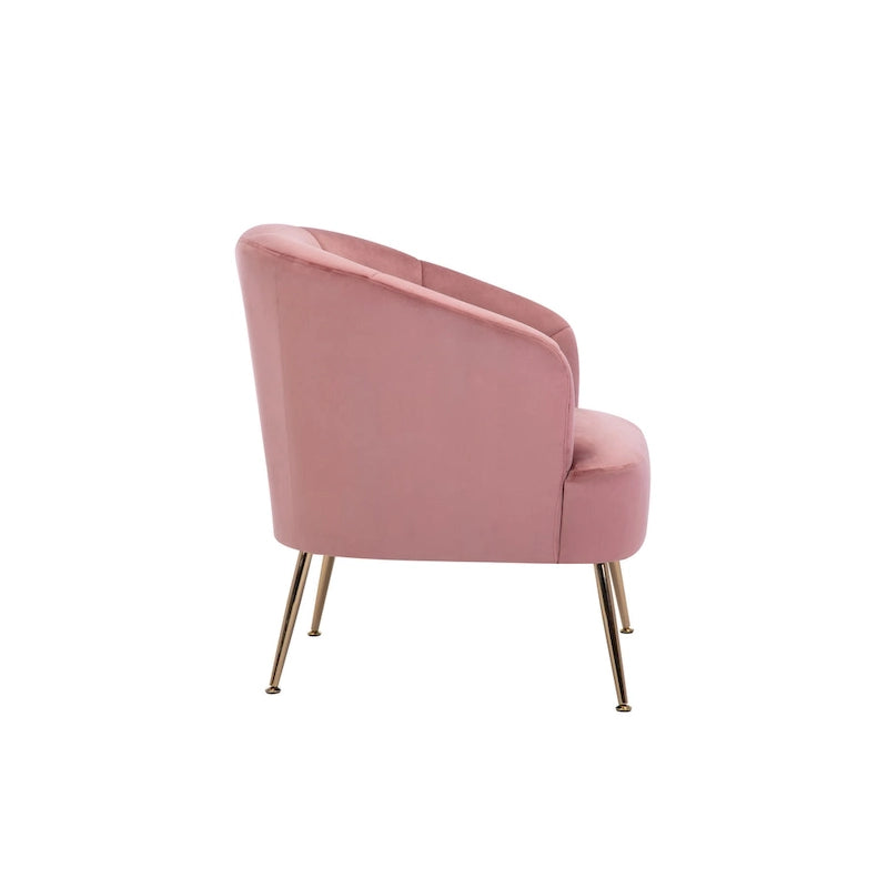 Fauteuil d'appoint en velours capitonné avec pieds métalliques épurés