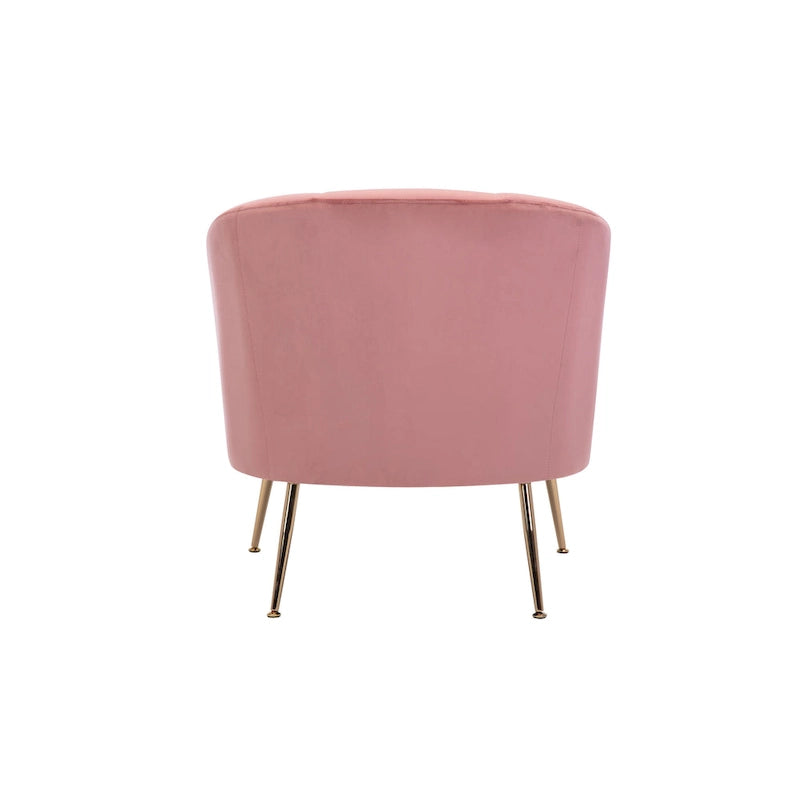 Fauteuil d'appoint en velours capitonné avec pieds métalliques épurés