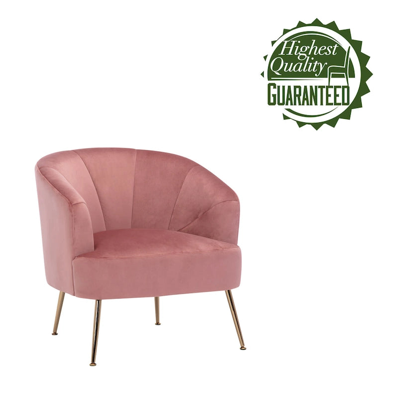 Fauteuil d'appoint en velours capitonné avec pieds métalliques épurés