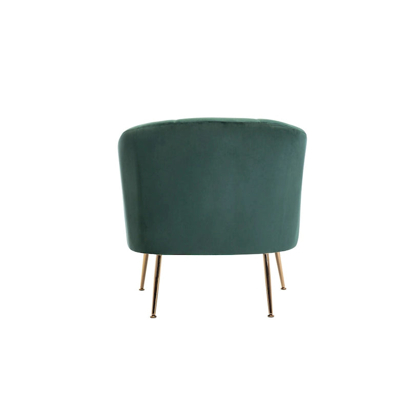 Fauteuil d'appoint en velours capitonné avec pieds métalliques épurés