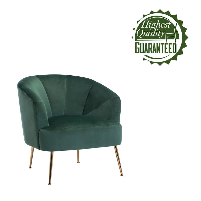 Fauteuil d'appoint en velours capitonné avec pieds métalliques épurés