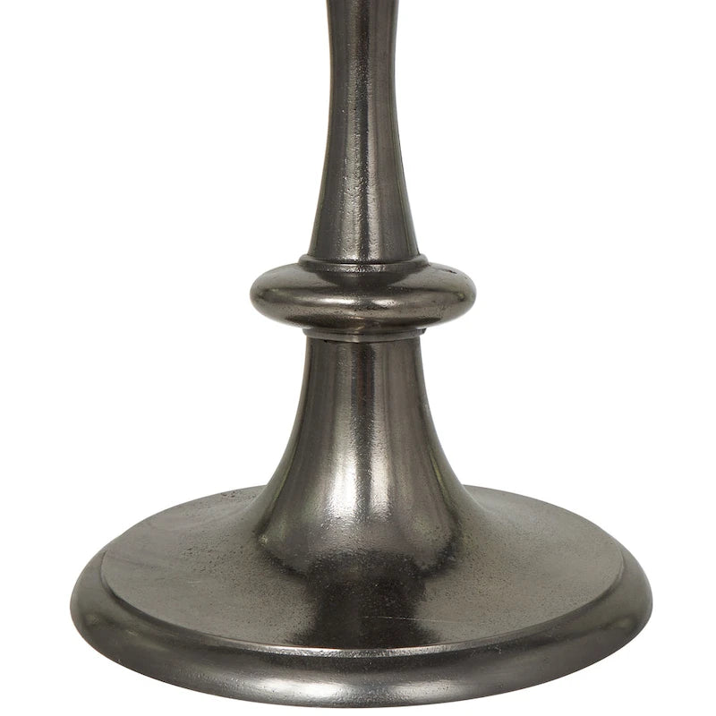 Table d'appoint socle ronde noire en aluminium tourné, polie, de style moderne