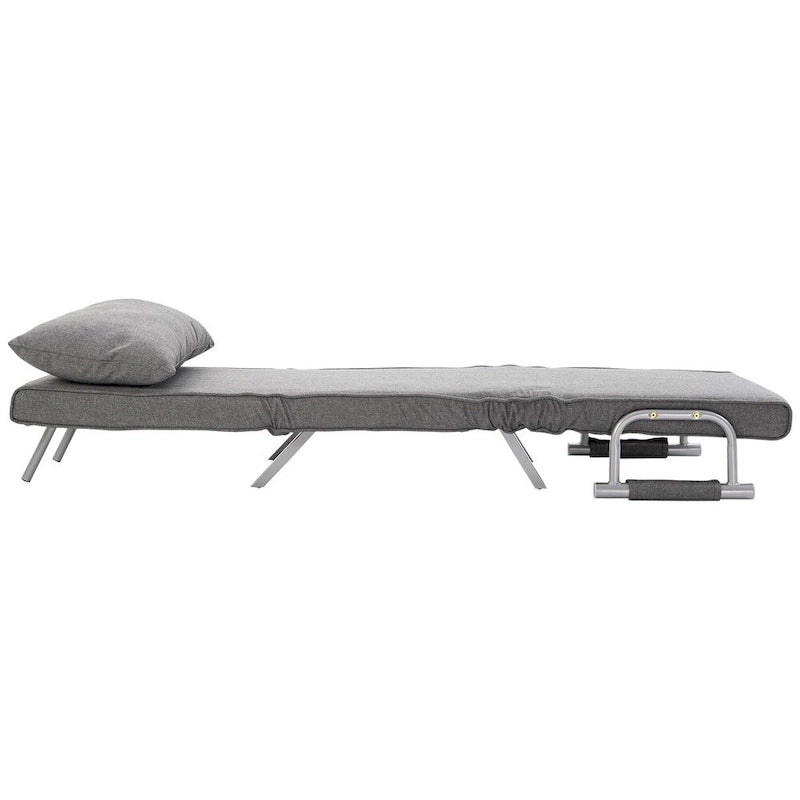 Fauteuil-lit futon convertible gris clair avec dossier réglable et oreiller
