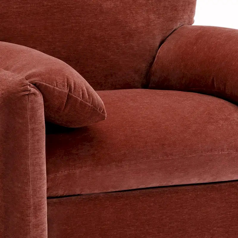 Fauteuil d'appoint surdimensionné en chenille avec large dossier incurvé et accoudoirs rembourrés doux