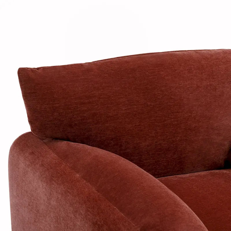 Fauteuil d'appoint surdimensionné en chenille avec large dossier incurvé et accoudoirs rembourrés doux
