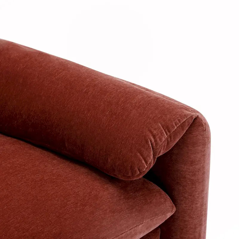 Fauteuil d'appoint surdimensionné en chenille avec large dossier incurvé et accoudoirs rembourrés doux