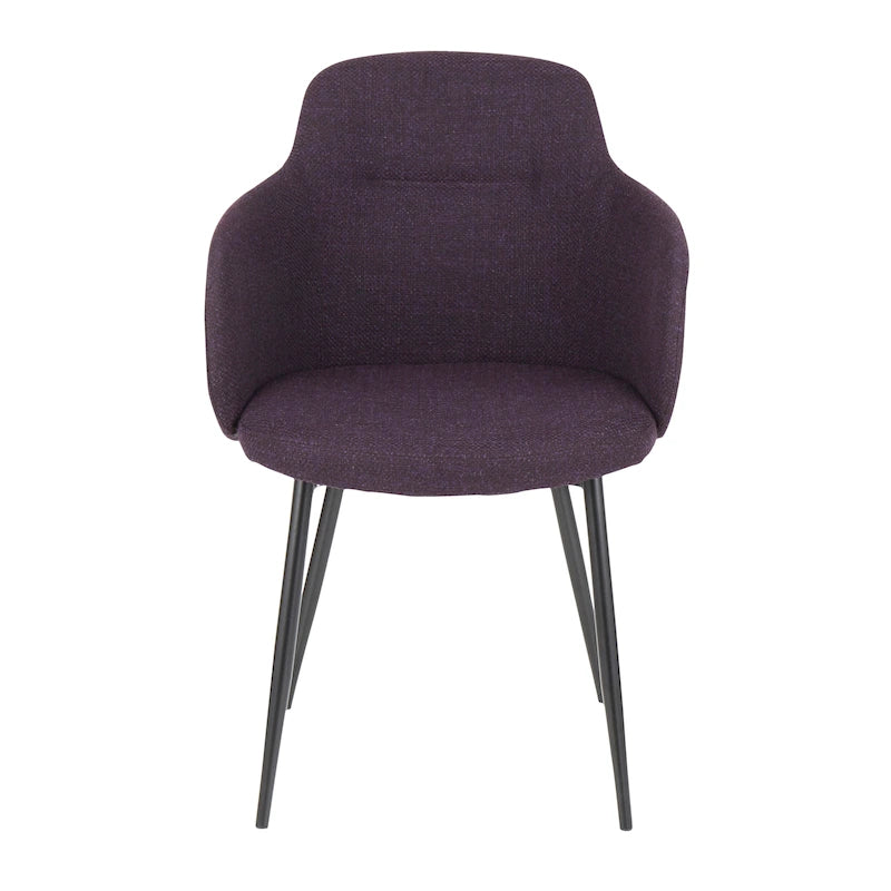 Chaise de salle à manger d'appoint industrielle capitonnée avec pieds en métal noir