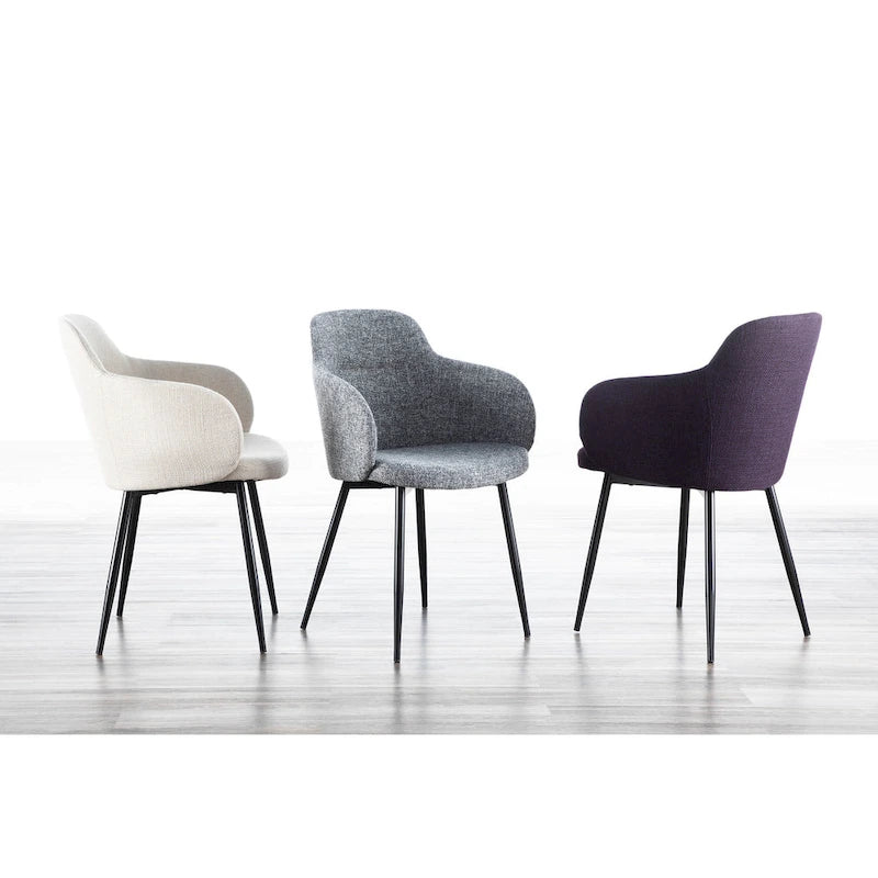 Chaise de salle à manger d'appoint industrielle capitonnée avec pieds en métal noir
