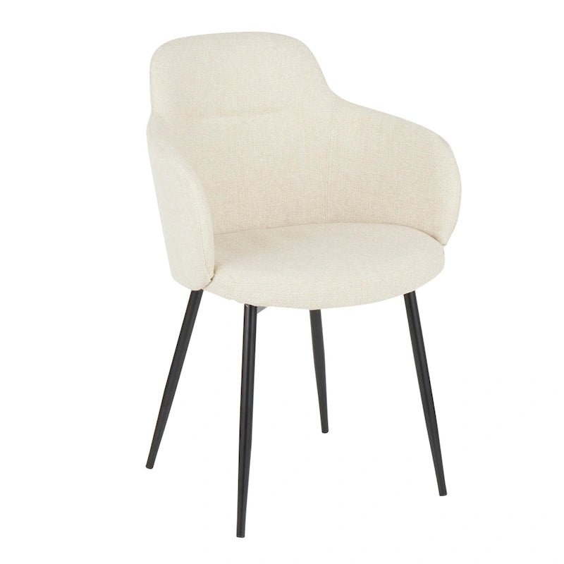 Chaise de salle à manger d'appoint industrielle capitonnée avec pieds en métal noir