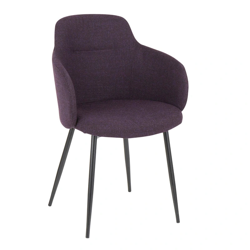 Chaise de salle à manger d'appoint industrielle capitonnée avec pieds en métal noir