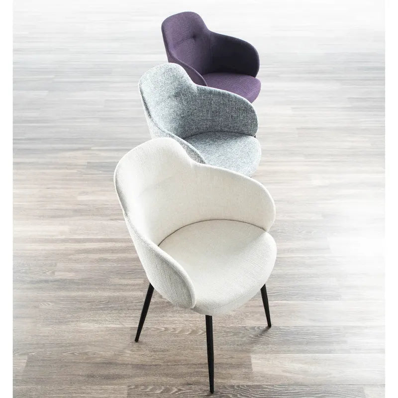 Chaise de salle à manger d'appoint industrielle capitonnée avec pieds en métal noir