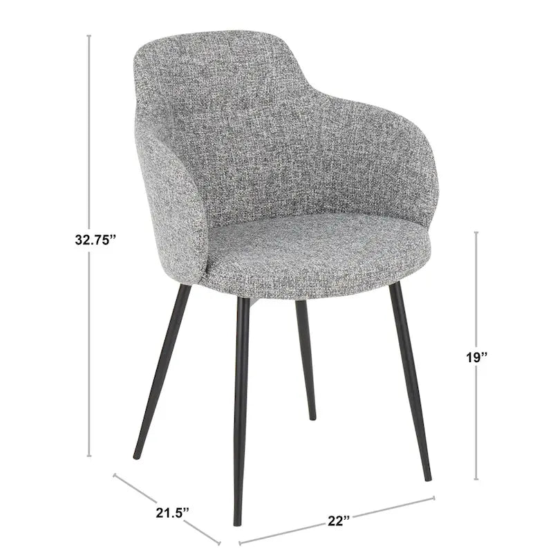Chaise de salle à manger d'appoint industrielle capitonnée avec pieds en métal noir