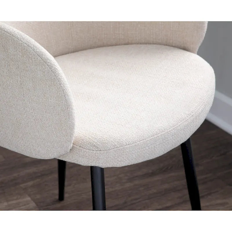 Chaise de salle à manger d'appoint industrielle capitonnée avec pieds en métal noir