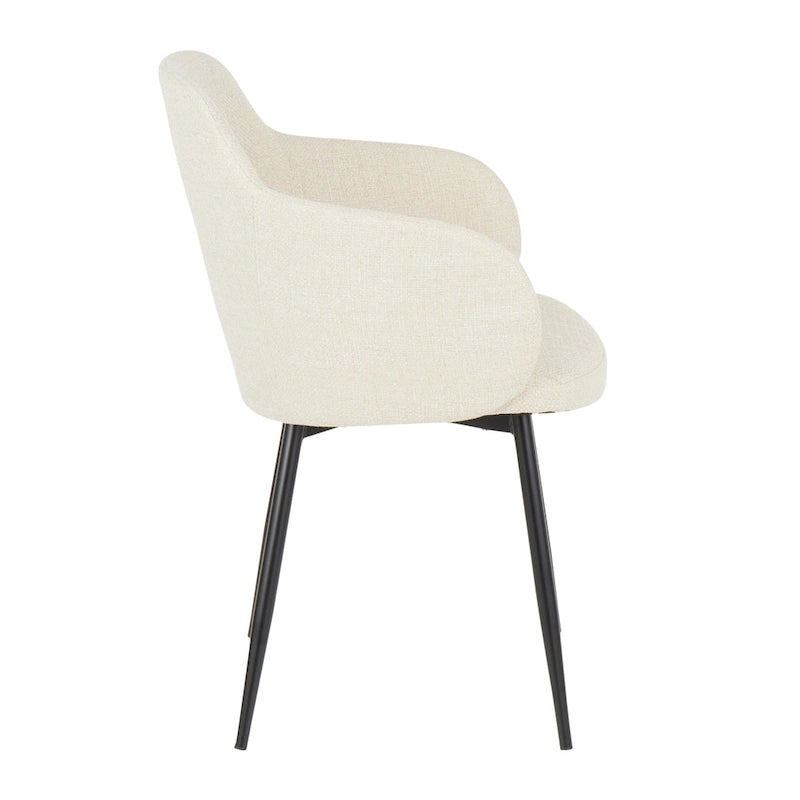 Chaise de salle à manger d'appoint industrielle capitonnée avec pieds en métal noir