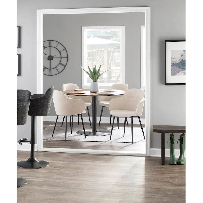 Chaise de salle à manger d'appoint industrielle capitonnée avec pieds en métal noir