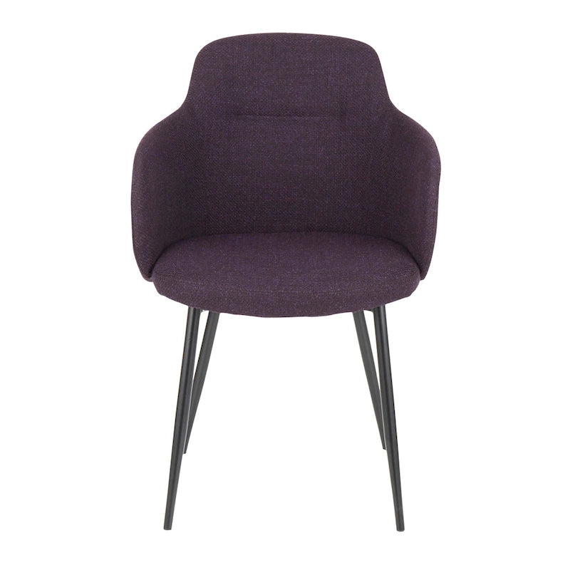 Chaise de salle à manger d'appoint industrielle capitonnée avec pieds en métal noir