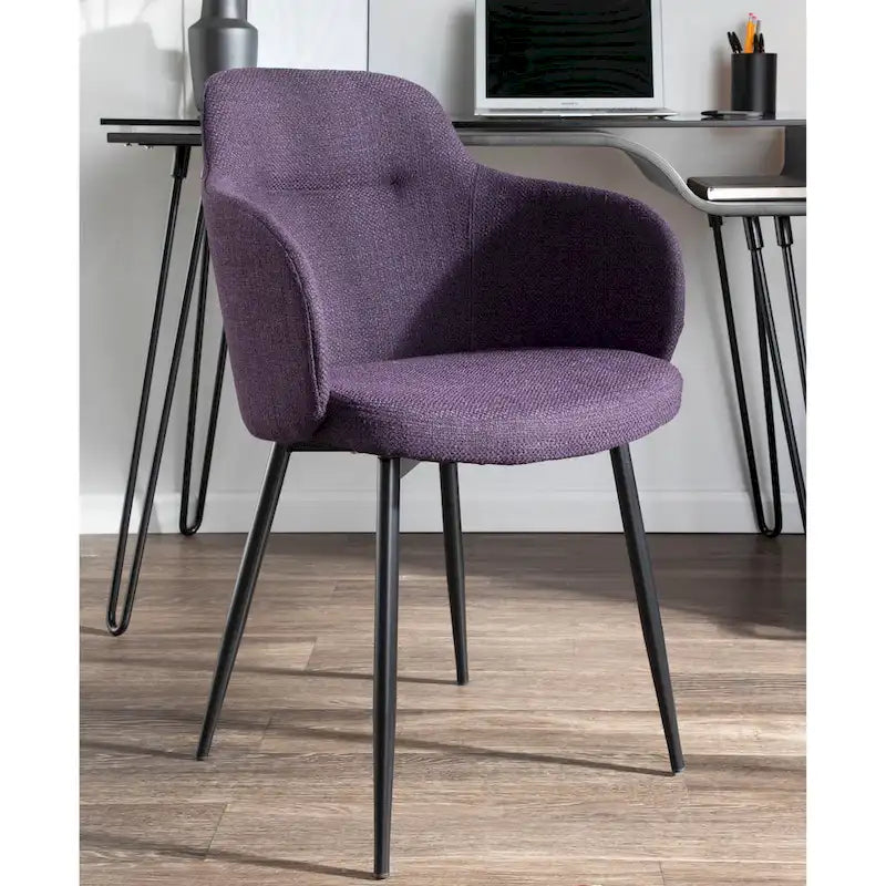 Chaise de salle à manger d'appoint industrielle capitonnée avec pieds en métal noir