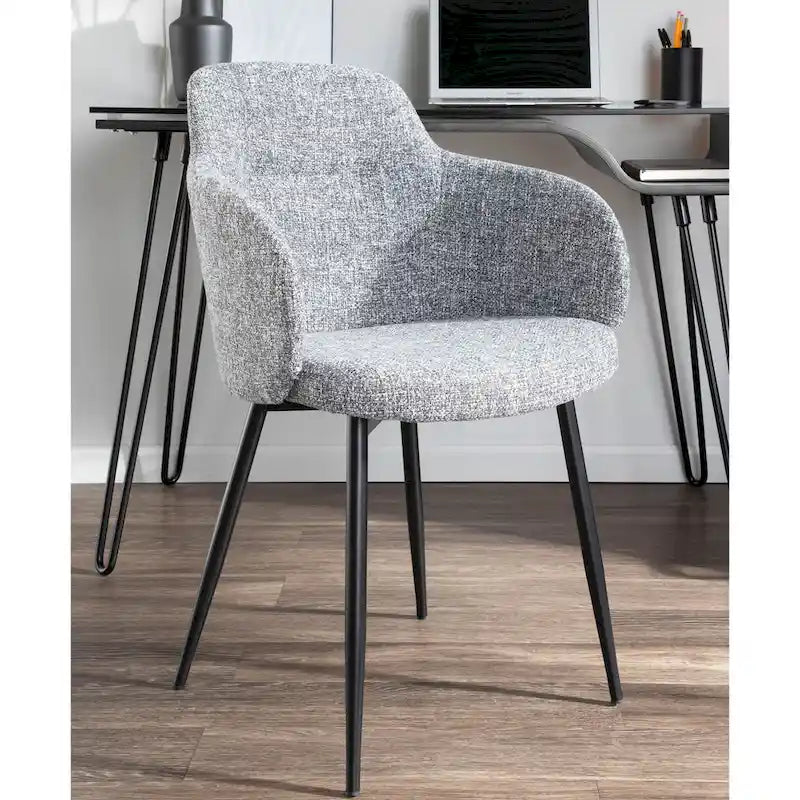 Chaise de salle à manger d'appoint industrielle capitonnée avec pieds en métal noir