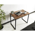 Bureau d'ordinateur rectangulaire avec cadre en métal noir, coloris Noyer et Blanc