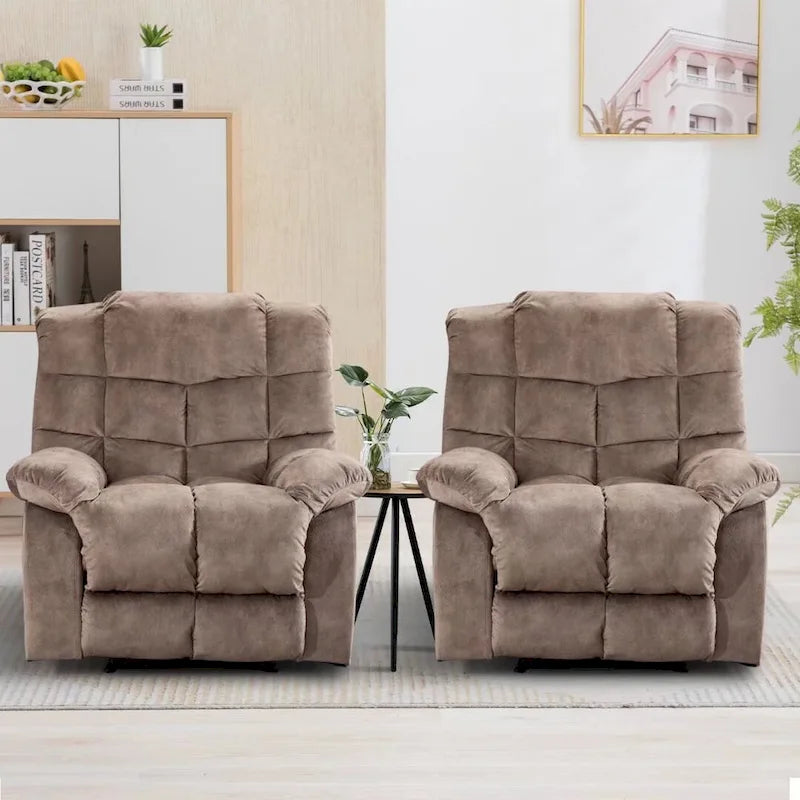 Fauteuil inclinable manuel en microfibre rembourré, avec dossier haut et accoudoirs rembourrés