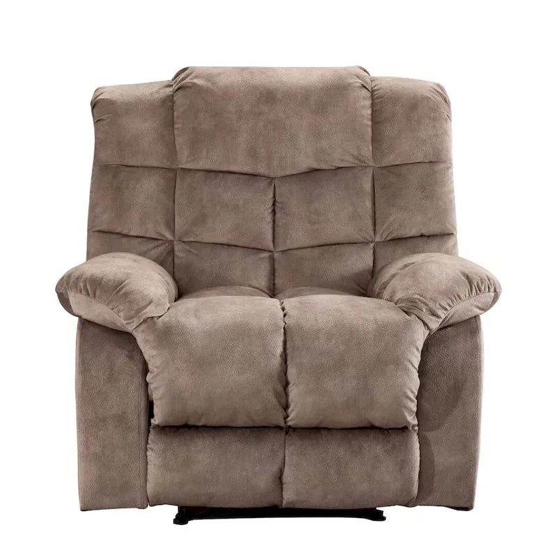 Fauteuil inclinable manuel en microfibre rembourré, avec dossier haut et accoudoirs rembourrés