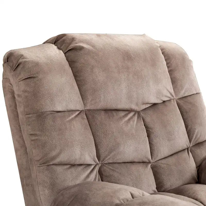 Fauteuil inclinable manuel en microfibre rembourré, avec dossier haut et accoudoirs rembourrés