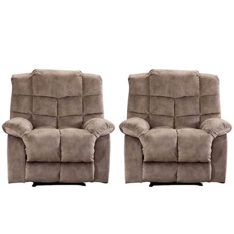 Fauteuil inclinable manuel en microfibre rembourré, avec dossier haut et accoudoirs rembourrés