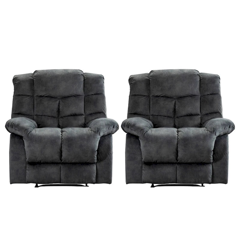 Fauteuil inclinable manuel en microfibre rembourré, avec dossier haut et accoudoirs rembourrés