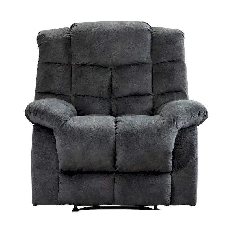 Fauteuil inclinable manuel en microfibre rembourré, avec dossier haut et accoudoirs rembourrés