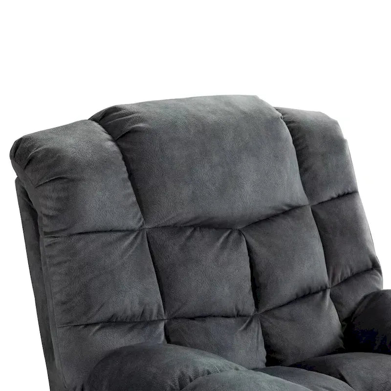 Fauteuil inclinable manuel en microfibre rembourré, avec dossier haut et accoudoirs rembourrés