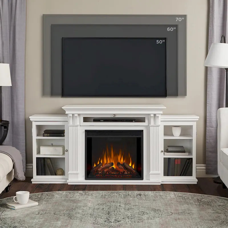 Cheminée électrique Calie 67 avec meuble TV blanc de Real Flame