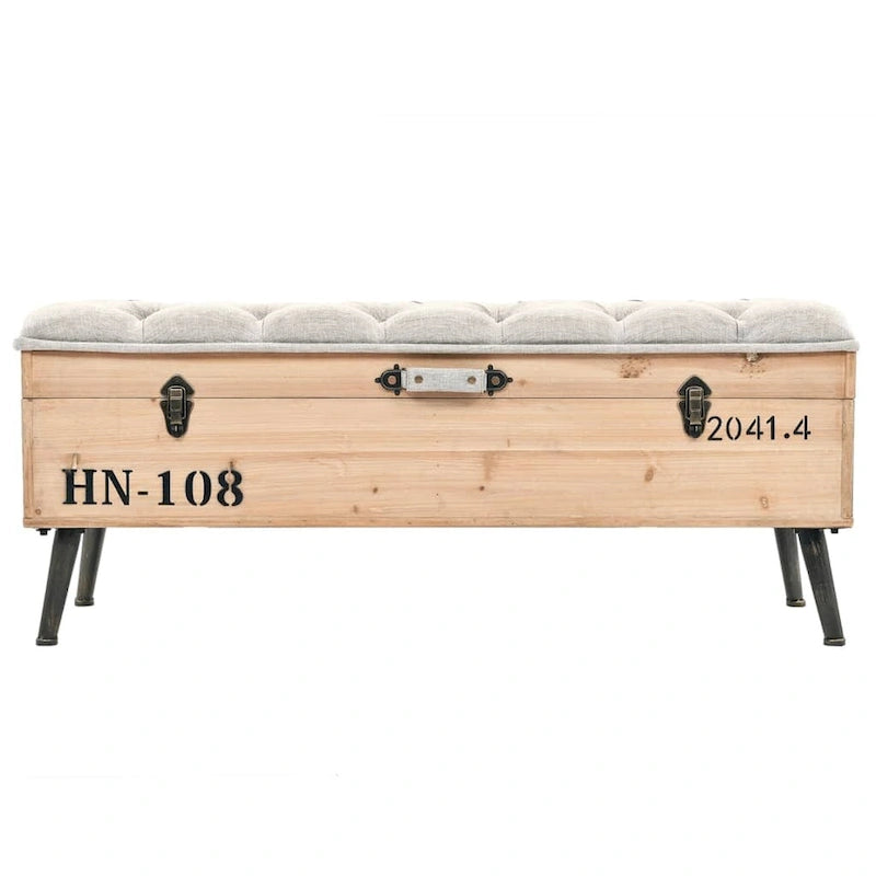 vidaXL Banc de rangement 43,3 Bois de sapin massif - 43,3 x 15,7 x 19,7