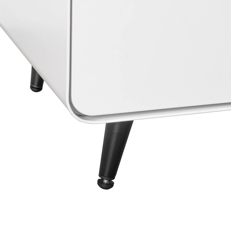 Table de chevet à 3 tiroirs en acier avec poignées rondes Noir Blanc